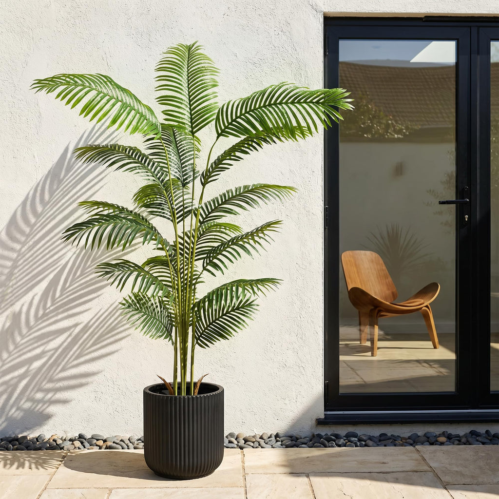7ft 2-Pack Artificial Areca Palm Plants in Pots, 82.7in Fake Cane Palms