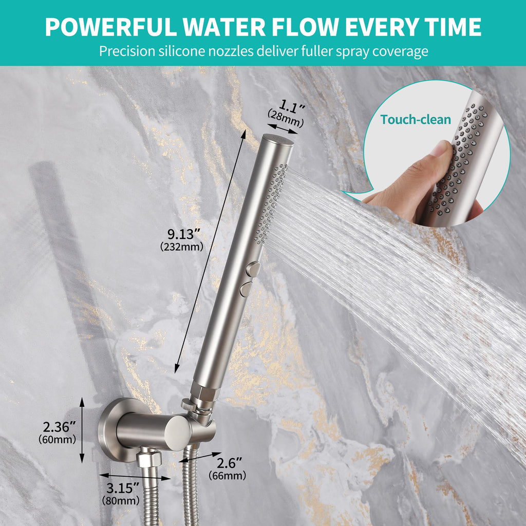 All-Metal High Pressure Round Handheld Shower Head,Brushed Nickel