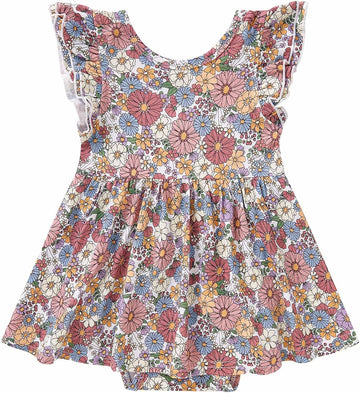 Baby Girls Viscose from Bamboo Bodysuit Dress Romper Dresses