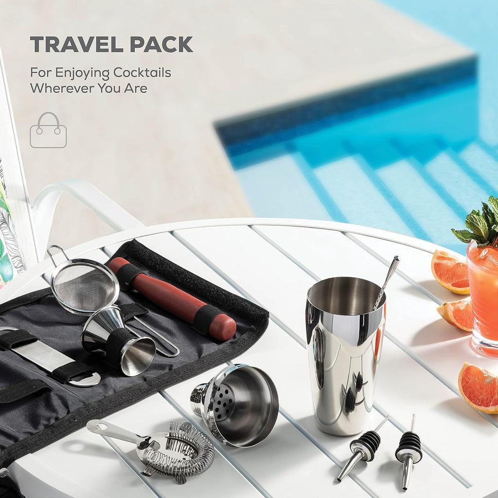 Stainless Steel Cocktail Shaker Set, 10-Piece Bartender Kit - Set of 14
