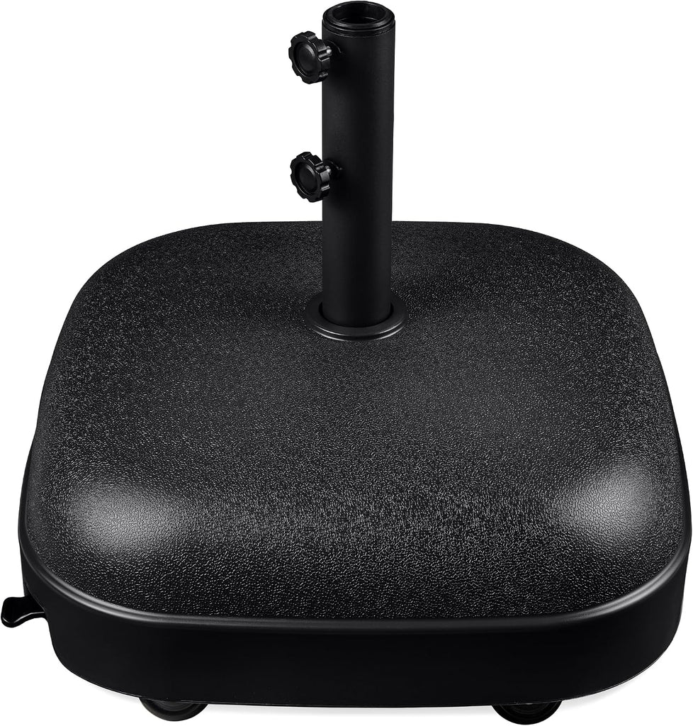 123lb Capacity Fillable Mobile Umbrella Base, Heavy Duty Market Stand Easy to move w/ 4 wheels - Dome Square Black