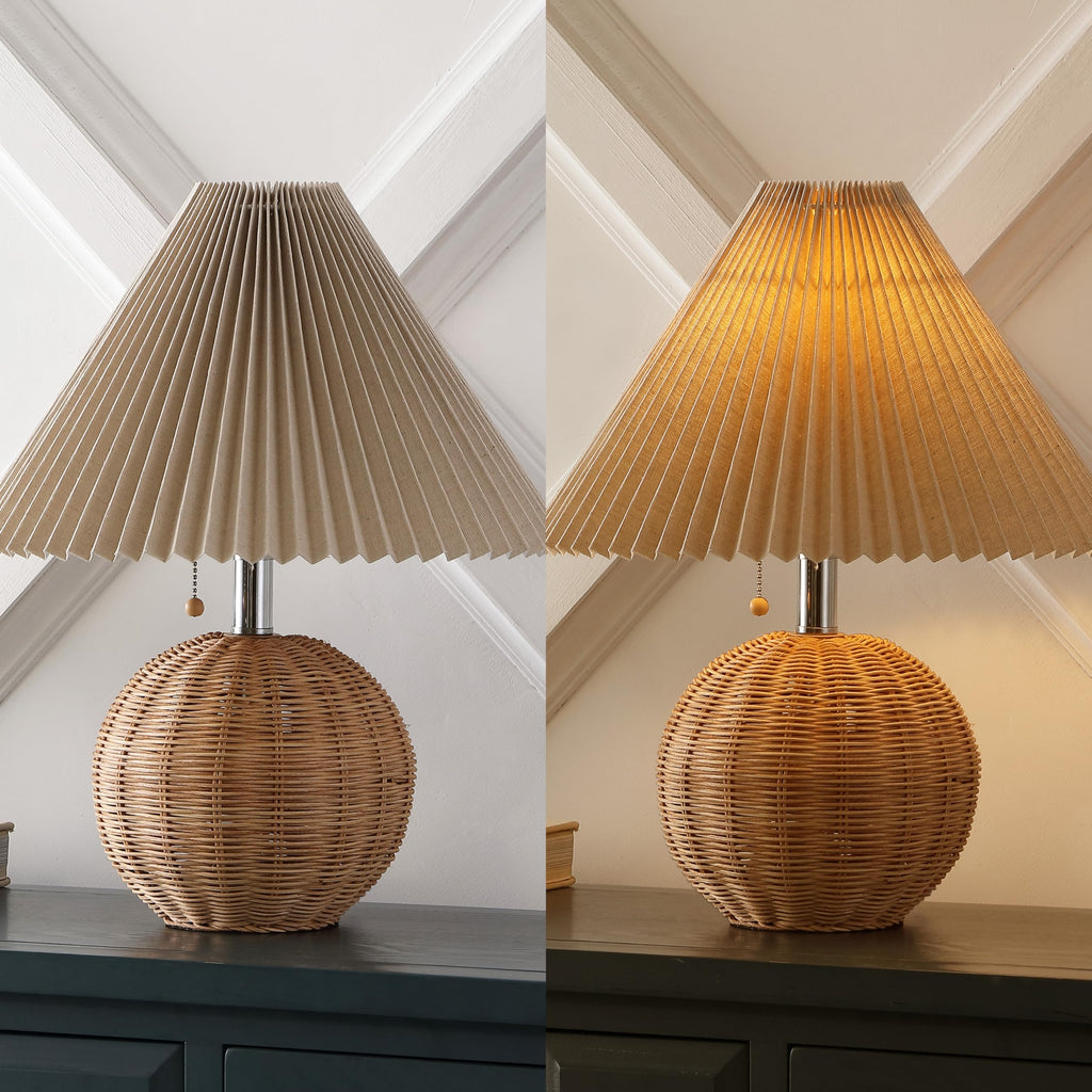 Aksel Sphere Table Lamp Coastal 17.25", Natural/Chrome