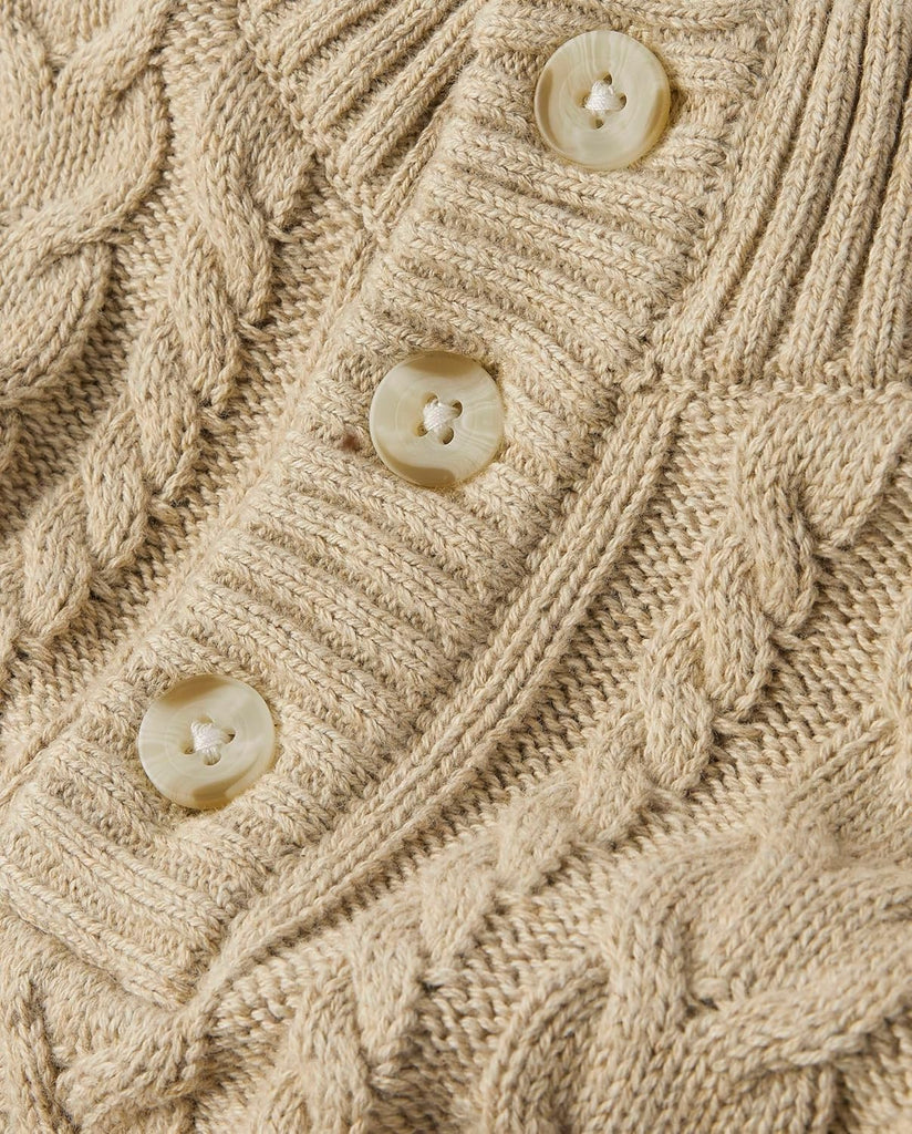 Baby-Girls and Toddler Quarter Button Cable Knit Pullover Sweater