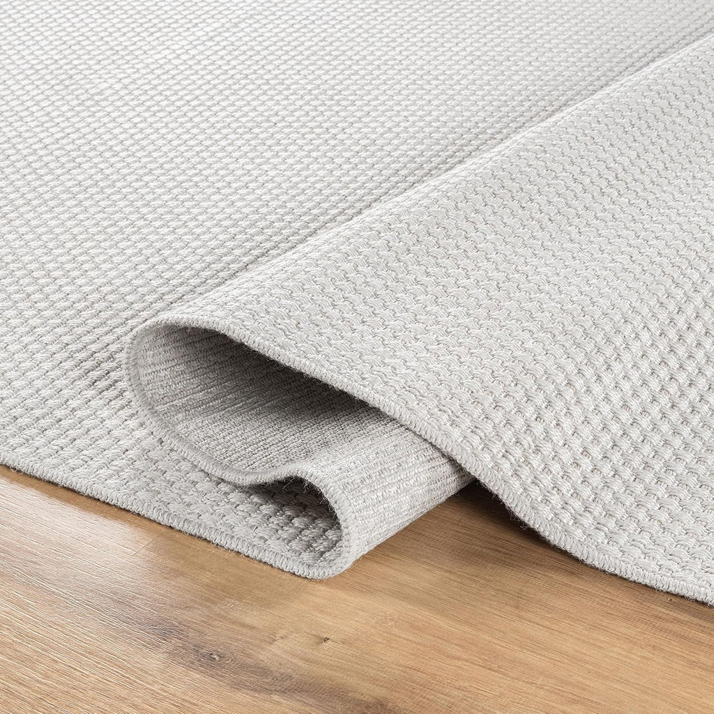Easy Jute Rug 8x10, Indoor Outdoor Off-White Farmhouse Area Rugs Patio and Kitchen Rug, Solid Woven Design