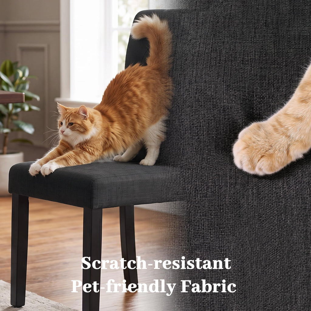 Set of 4, Modern Armless Parsons Side Chairs, Upholstered Button-Tufted Fabric Dining Kitchen Chairs with Solid Wood