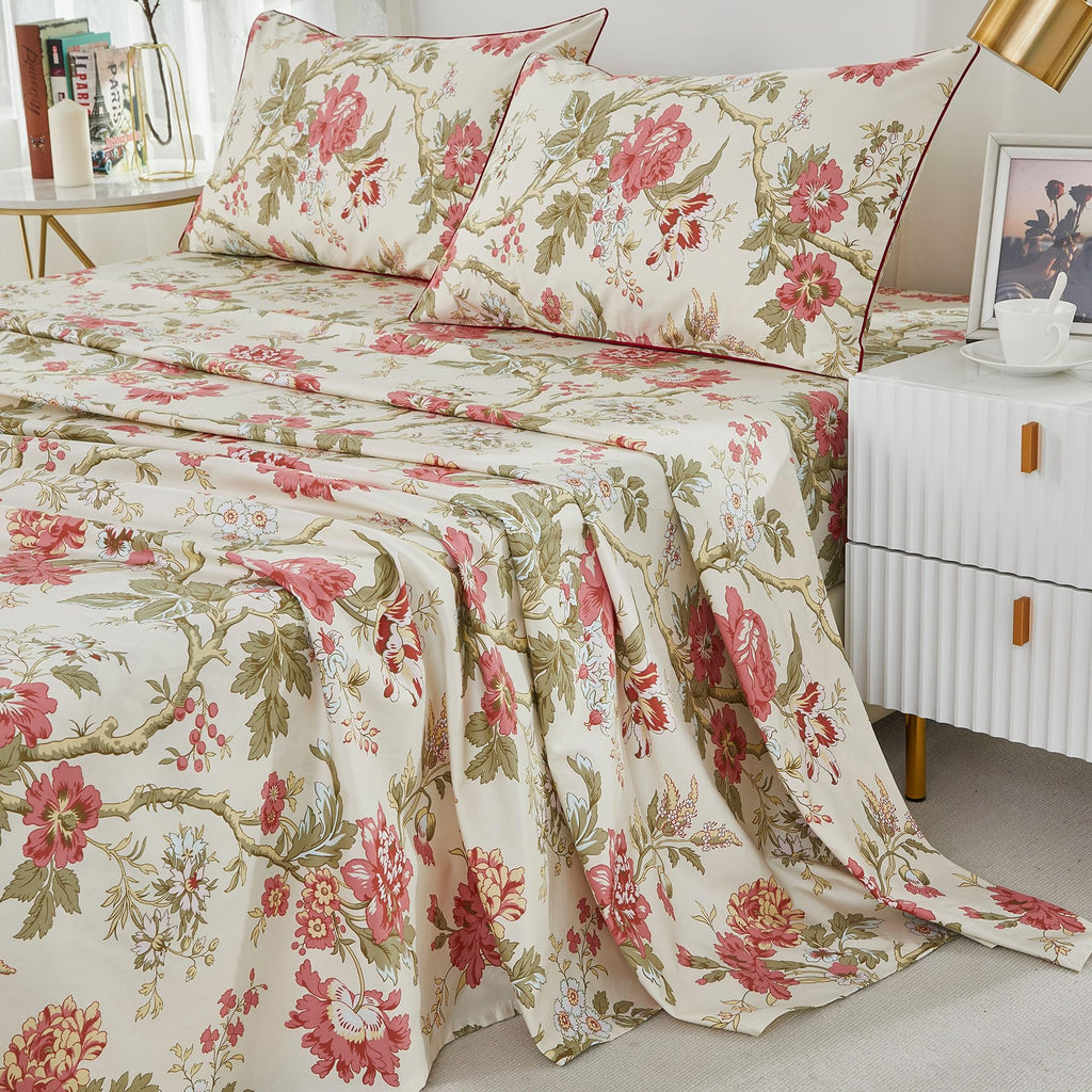 Sheets Set Floral Bedding Chinoiserie Blossom Farmhouse Luxury Grandmillennial Bedding Collections 100%