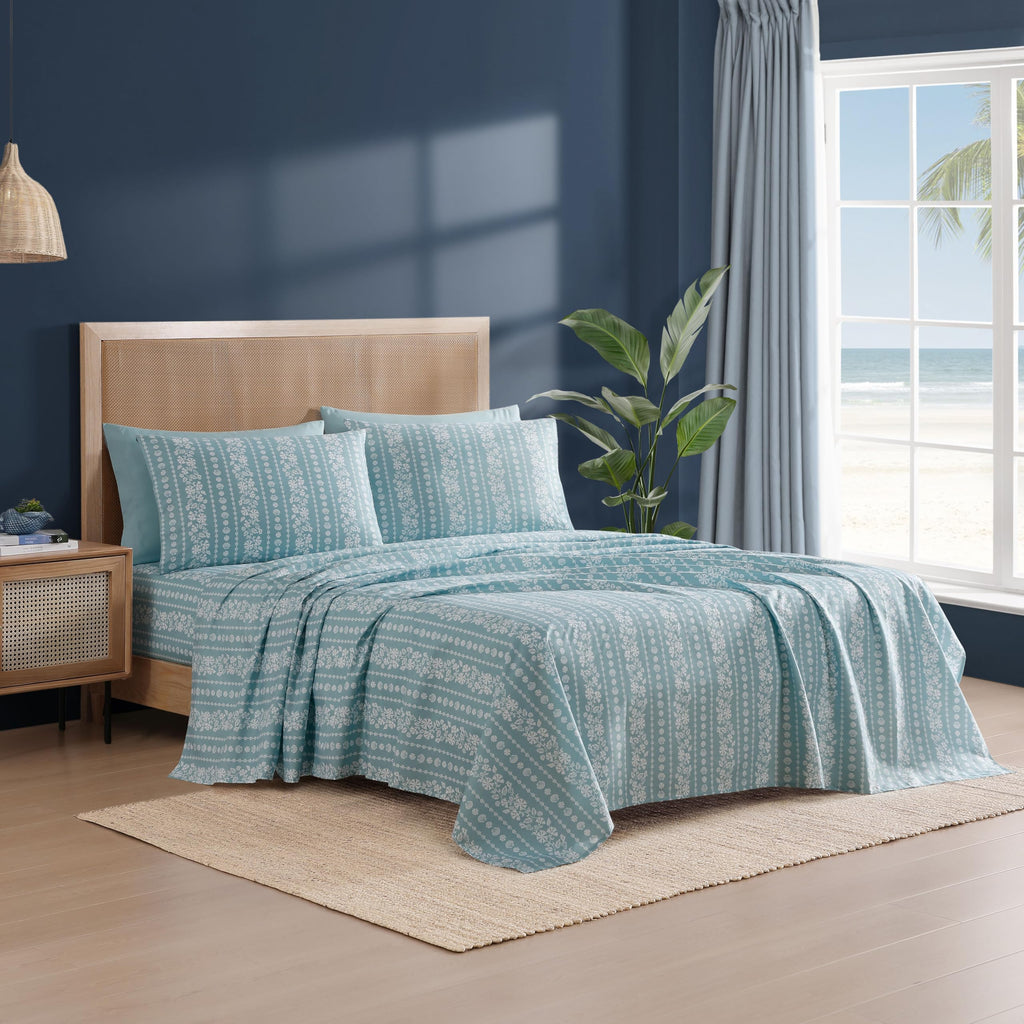 6-Pc Sheet Set with Cooling Pillowcases, Coastal Stripe