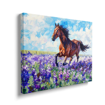 Horse Canvas Wall Art Lavender Print Painting Framed ArtWork 20"x24"