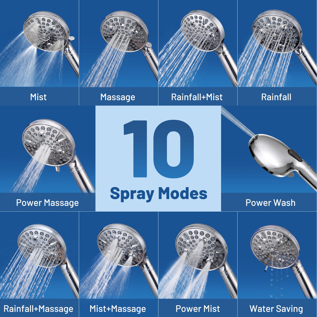 Dual Filtered Rain Shower Head Combo, Handheld Shower Head with Adjustable Bar - Rainfall Shower Head And Showerhead