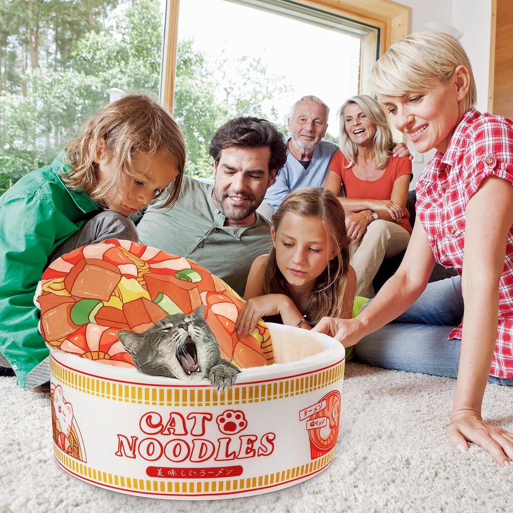 Ramen Noodle Dog & Cat Bed,Keep Warm and Super Soft Creative Pet Nest for Indoor Cats,Removable Washable Cushion for