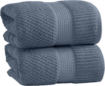 100% Cotton 2-Pack Oversized Bath Towel Set | Flint | Quick-Dry | Two Oversized 35" x 70" Bath Towels / Bath Sheets |