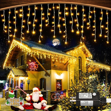 Warm White Christmas Lights Outdoor 99ft 1216 LED Icicle Lights for Outside