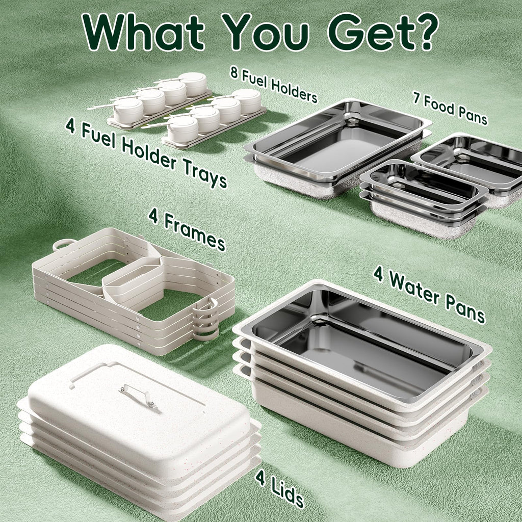 11Qt Chafing Dishes for Buffet, 4 Pack, White