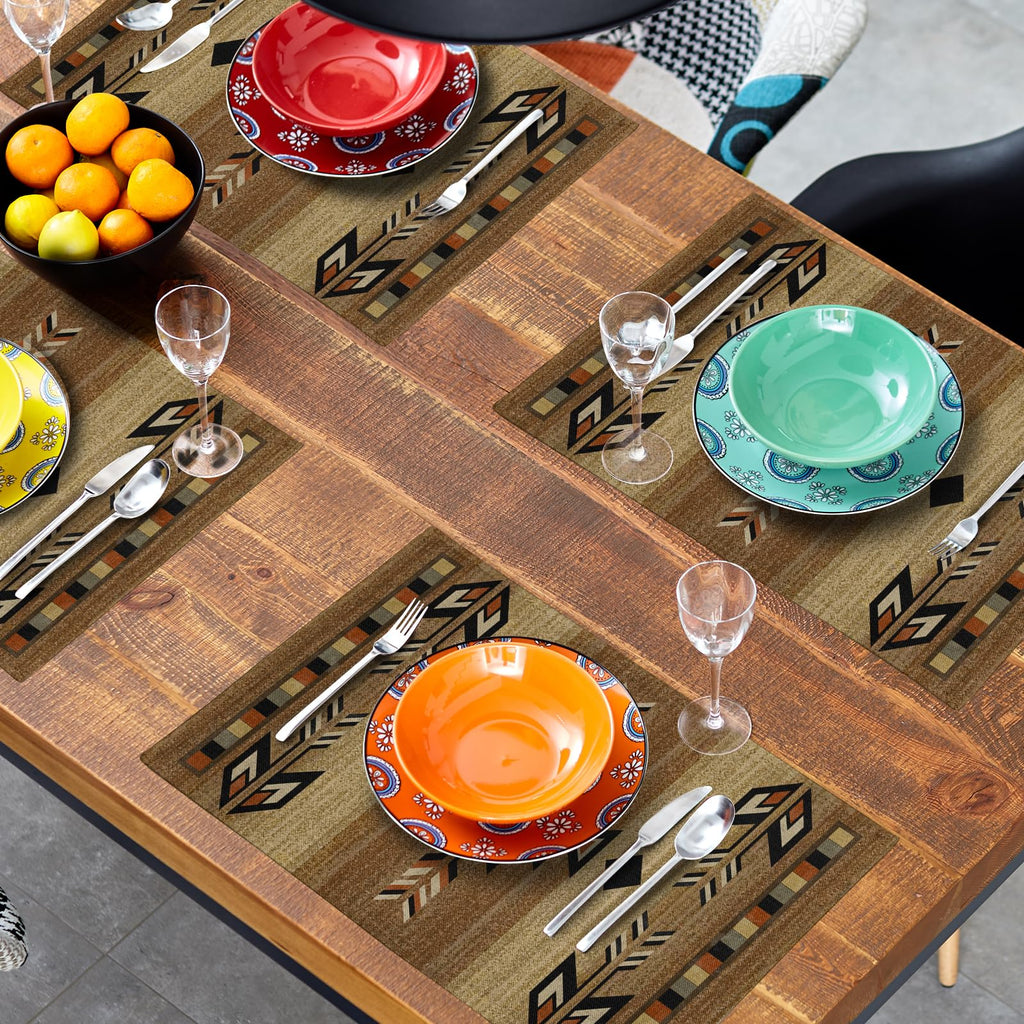 Southwestern Placemats Rustic Tribal Geometric Decorative Table Mat Antique Native American Heat Resistant Non-Slip