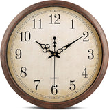 Bernhard Products Vintage Brown Wall Clock Silent Non Ticking 16 Inch Extra Large Quality Quartz Battery Operated