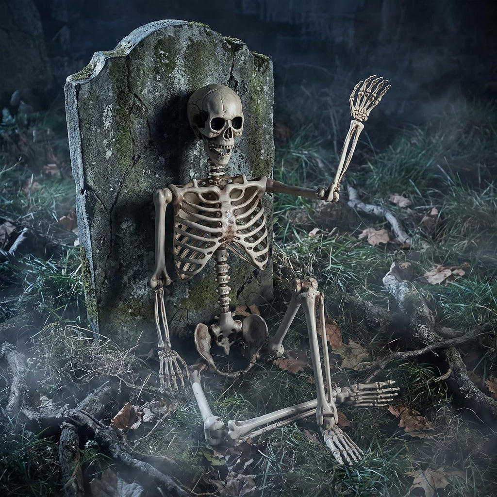 5.4ft Life Size Skeleton,Poseable Halloween Giant Skeletons Decorations Outdoor,Full Body Human Bones with Movable