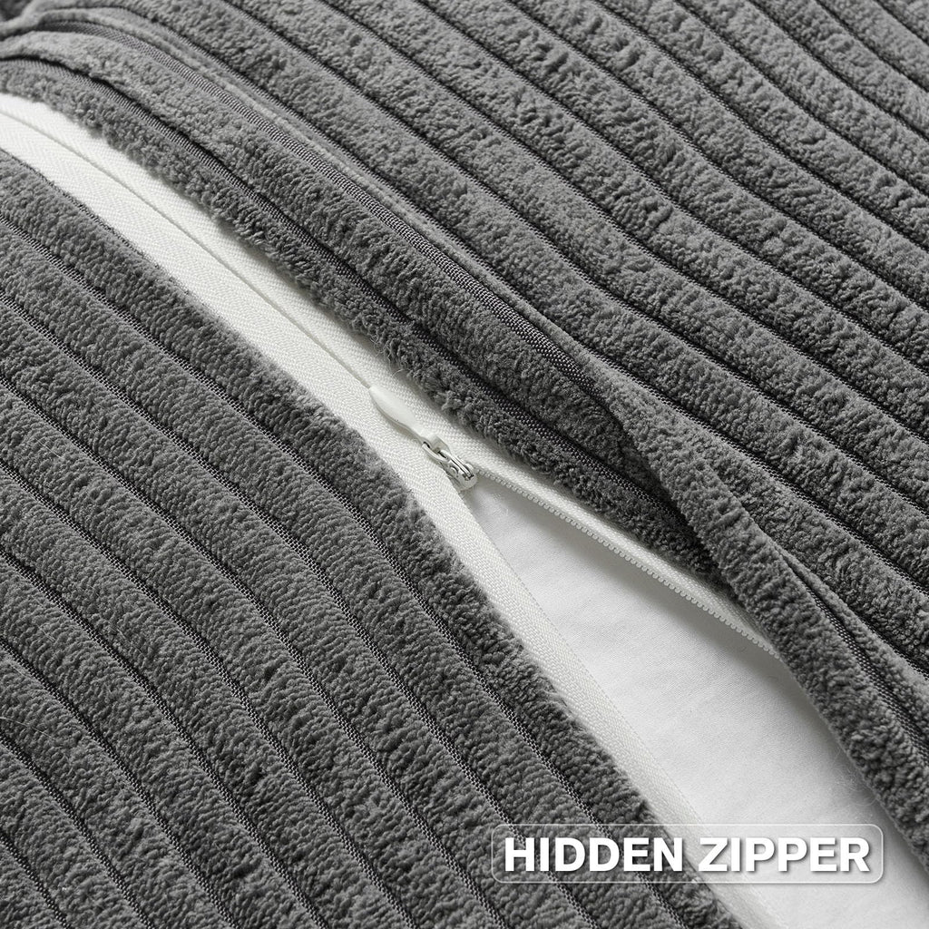 Pack of 2 Corduroy Throw Pillow Covers 20x20 Inch, Dark Grey