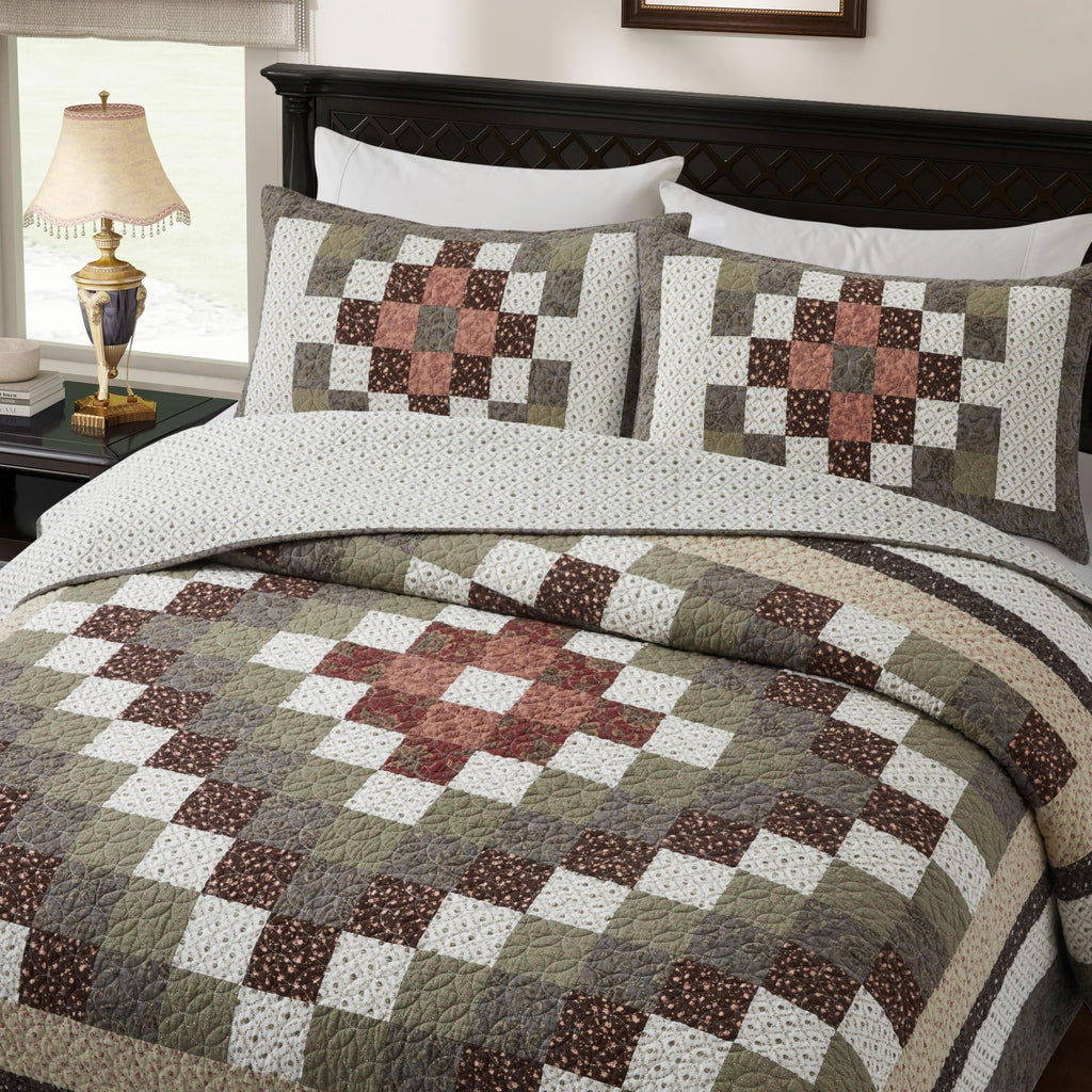 Quilt Set, Vintage Patchwork 118"x102"