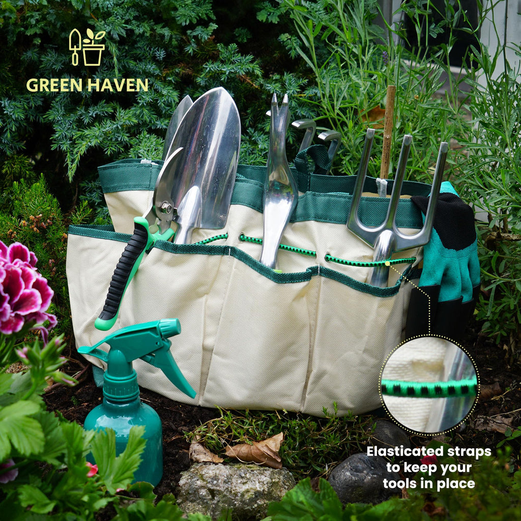 Stainless Steel 11 Piece Heavy Duty Garden Tool Set with Tote Bag - Premium Gardening Tools & Hand Tools Set