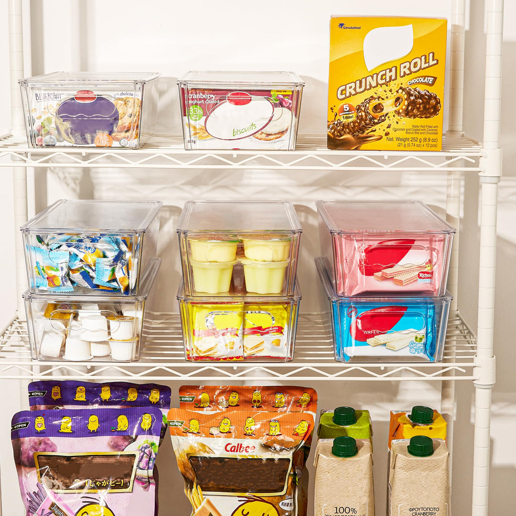 8pcs Clear Stackable Storage Bins with Lids