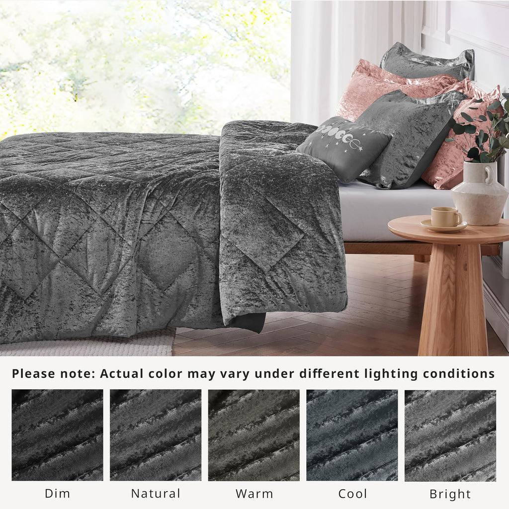 Comforter Set, Velvet Comforter Set, Luxury Diamond Quilting Comforter Set, Fluffy Comforter Bed Set with