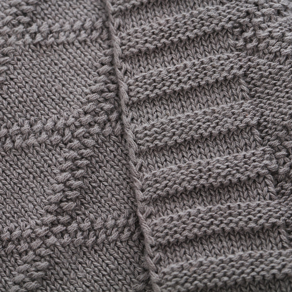 Cable Knit Cotton Light Grey Throw Blanket for Couch Sofa Beach Chair Bed Home Decorative Soft Warm Cozy Lightweight