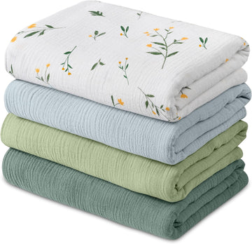 Muslin Swaddle Blankets for Newborns, Large 40''x38'', Pack