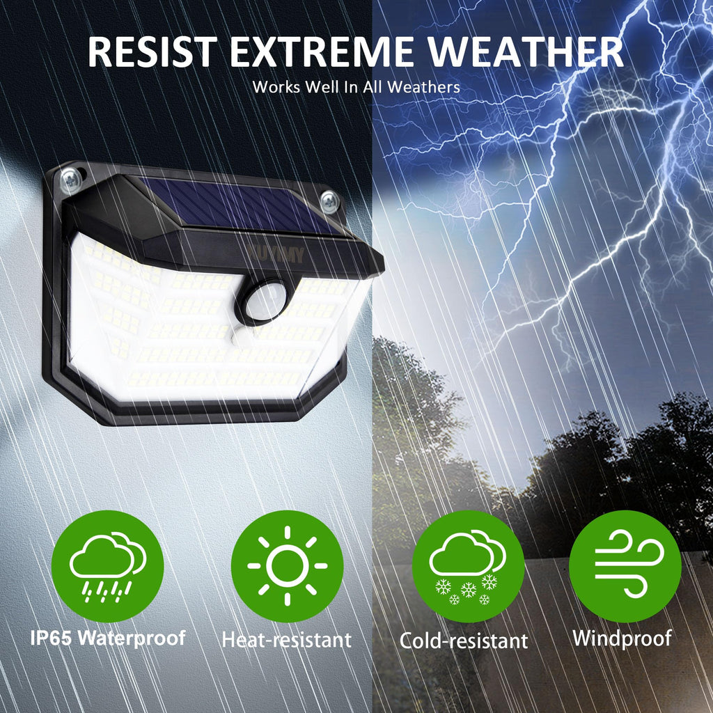 Solar Outdoor Lights, 230 LED with Motion Sensor and 3 Modes, IP65 Waterproof, 270° Wide Angle Light, Easy-to-Install