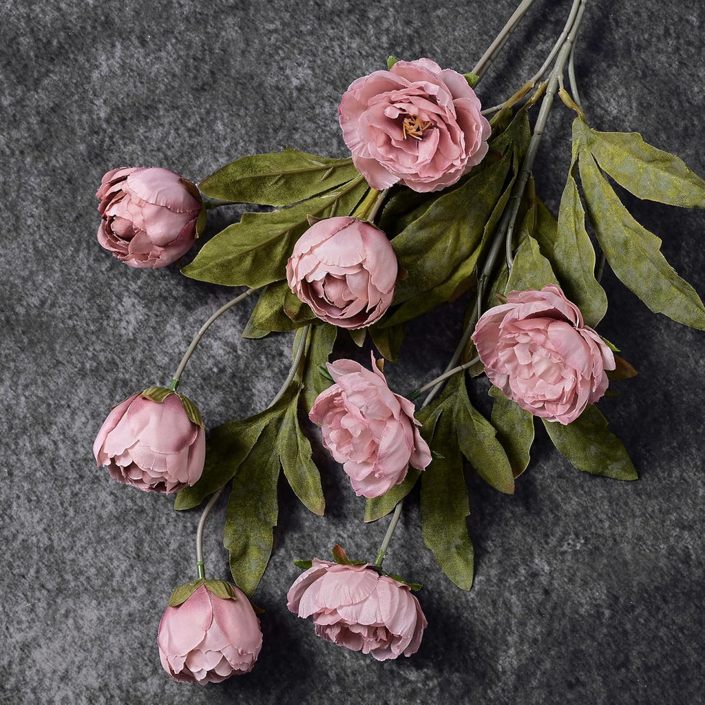Faux Peonies Artificial Flowers for Vase - Set of 6