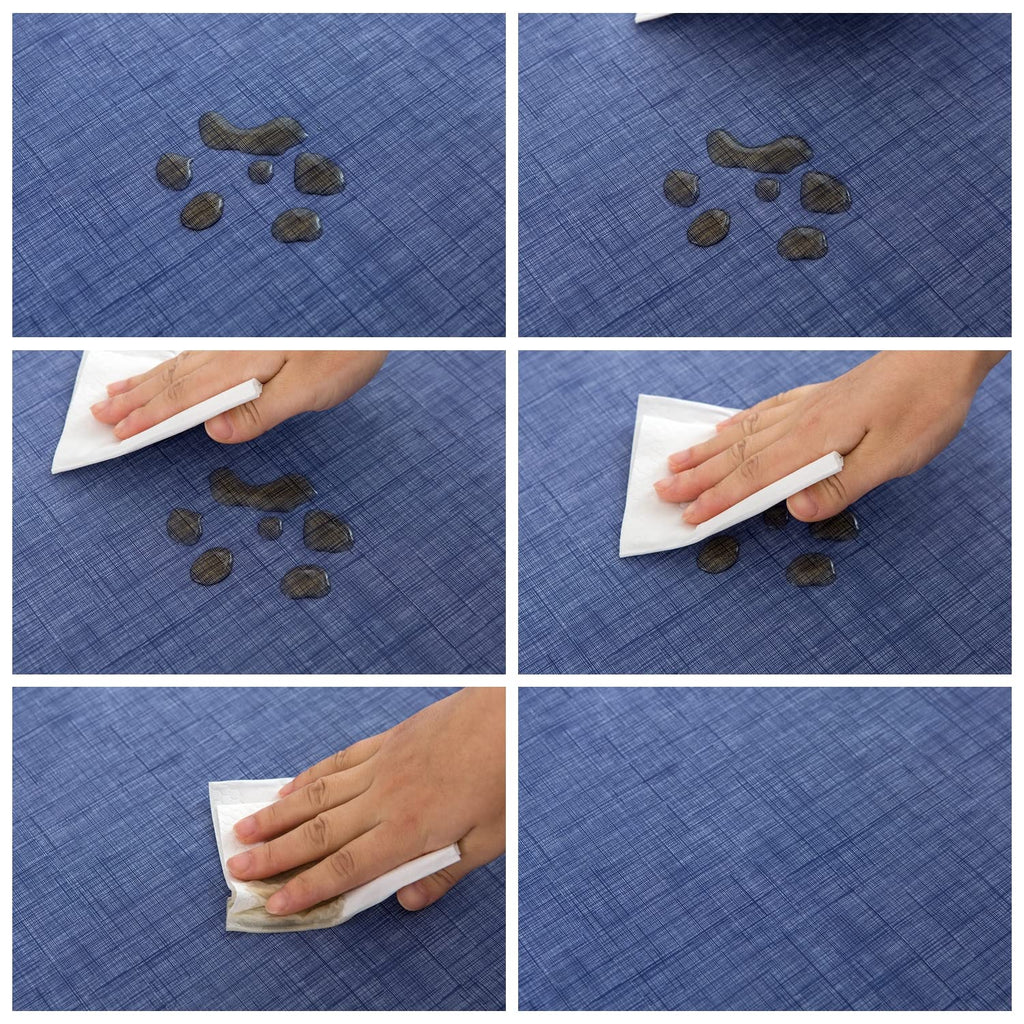 Vinyl Tablecloth with Flannel Backing Rectangle Waterproof Oil-Proof Plastic Table Cloth Wipeable PVC Table Cover for