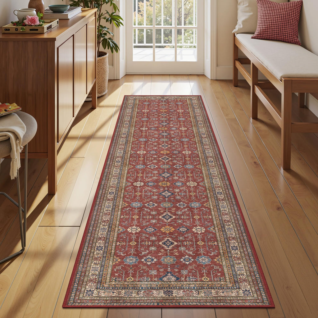 2'6"x8 Runner Rug Non Slip, Washable Runners s Burgundy