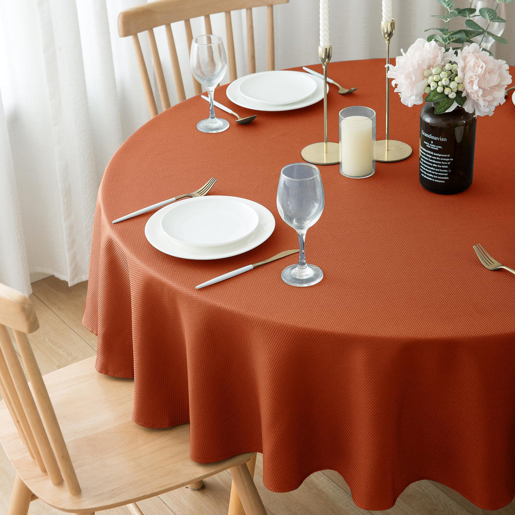 Fall Round Tablecloth 60"-Thanksgiving Autumn Fabric Textured Table Cloths