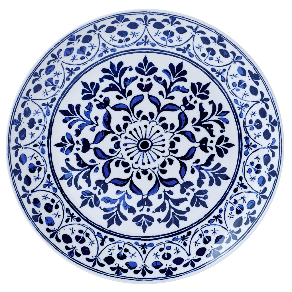 Medallion Radiance 12 Piece Stoneware Dinnerware Plate Bowl Dish Set, Service for 4, Blue