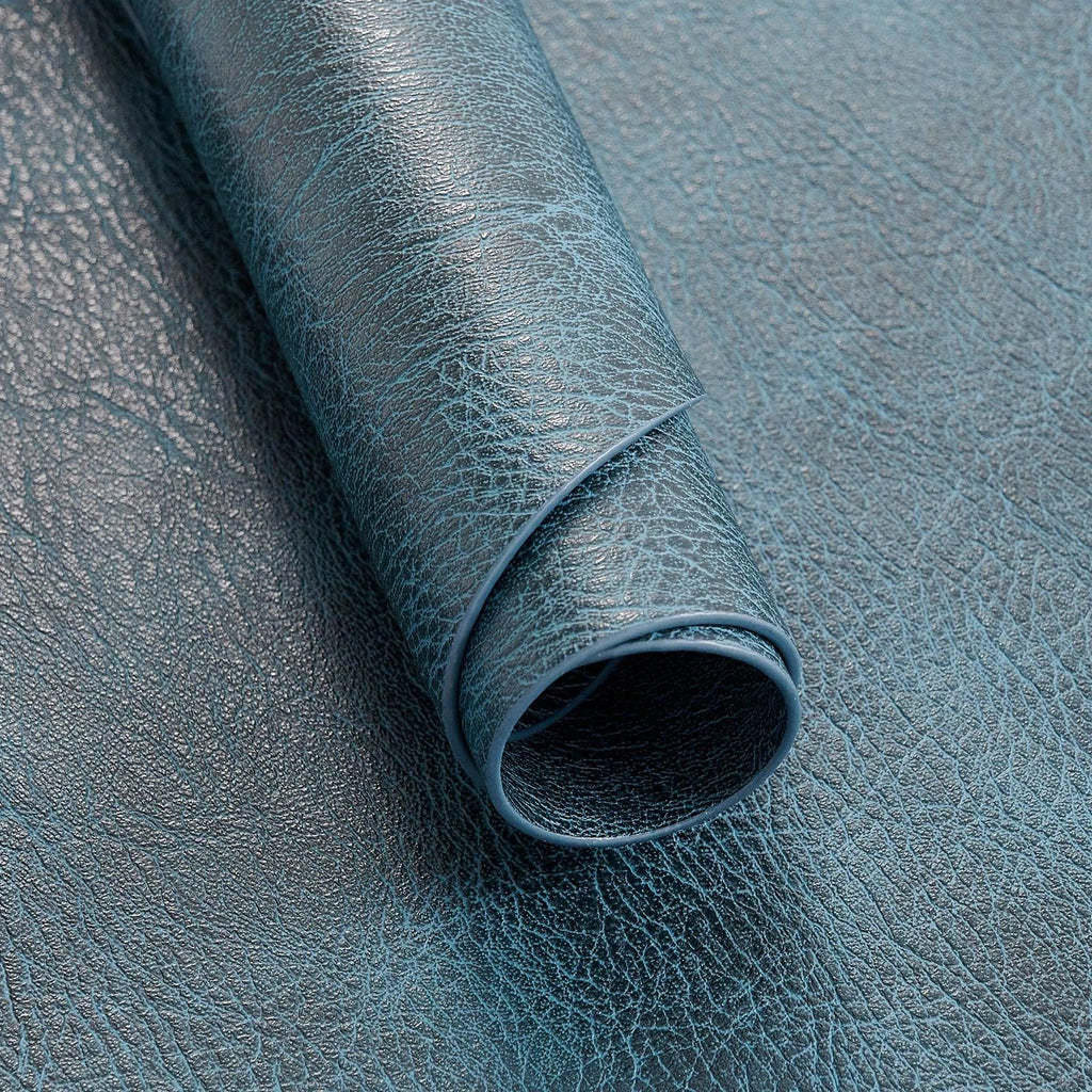 Vinyl Faux Leather Oval Placemats, Set of 4, Navy Blue
