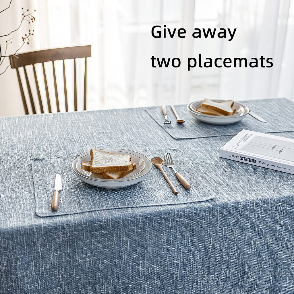 Waterproof Linen Tablecloths Rectangle Dining(54"x86") Dirty Blue