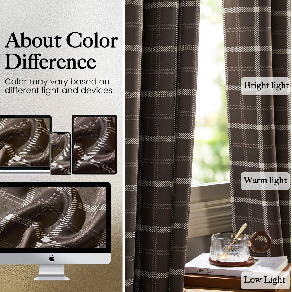 Autumn Plaid 100% Blackout Buffalo Check Window Curtains