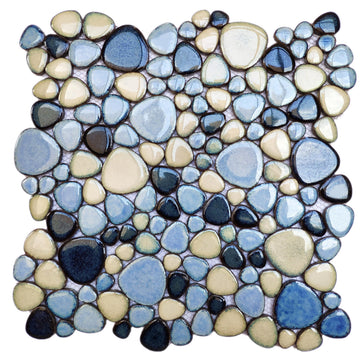 Shower Floor Pebble Tile Blue Mosaic Tiles Wall Backsplash Floor [Set of 5 Sheets]