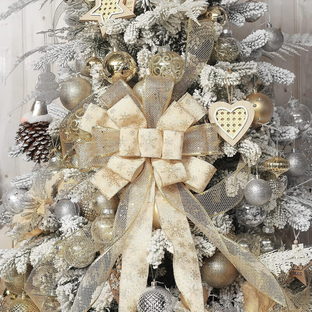Gold Christmas Tree Topper Bow Decorations