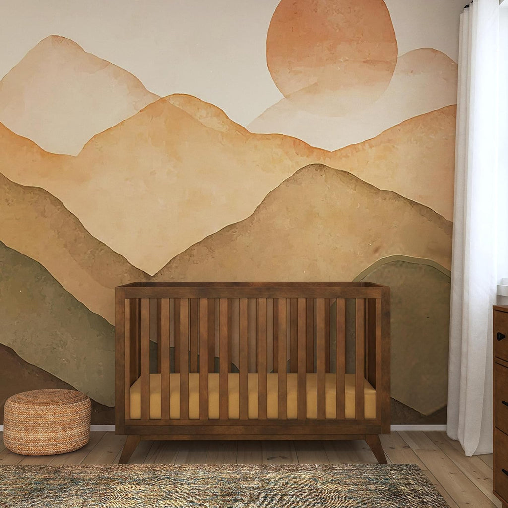 Otto 3-in-1 Convertible Crib in Walnut, Greenguard Gold Certified | Converts to Toddler Bed & Daybed, 4 Adjustable