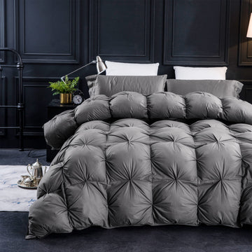 Pinch Pleat Waterfowl Feathers and Down Comforter Cal King Size Duvet Insert, 750+ Fill Power, 100% Cotton