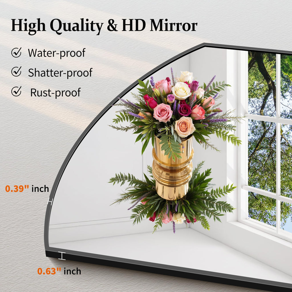 Bathroom, 20x40 Inch Black Oval Wall Mounted with Thin Metal Frame, Modern Bathroom Vanity Mirrors for Over Sink