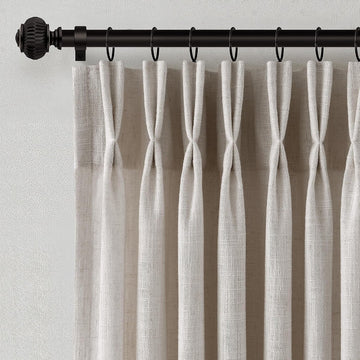 Pinch Pleated Linen Curtains 90 Inches Long 2 Panels for Living Room Bedroom Light Filtering Curtain Memory Shape