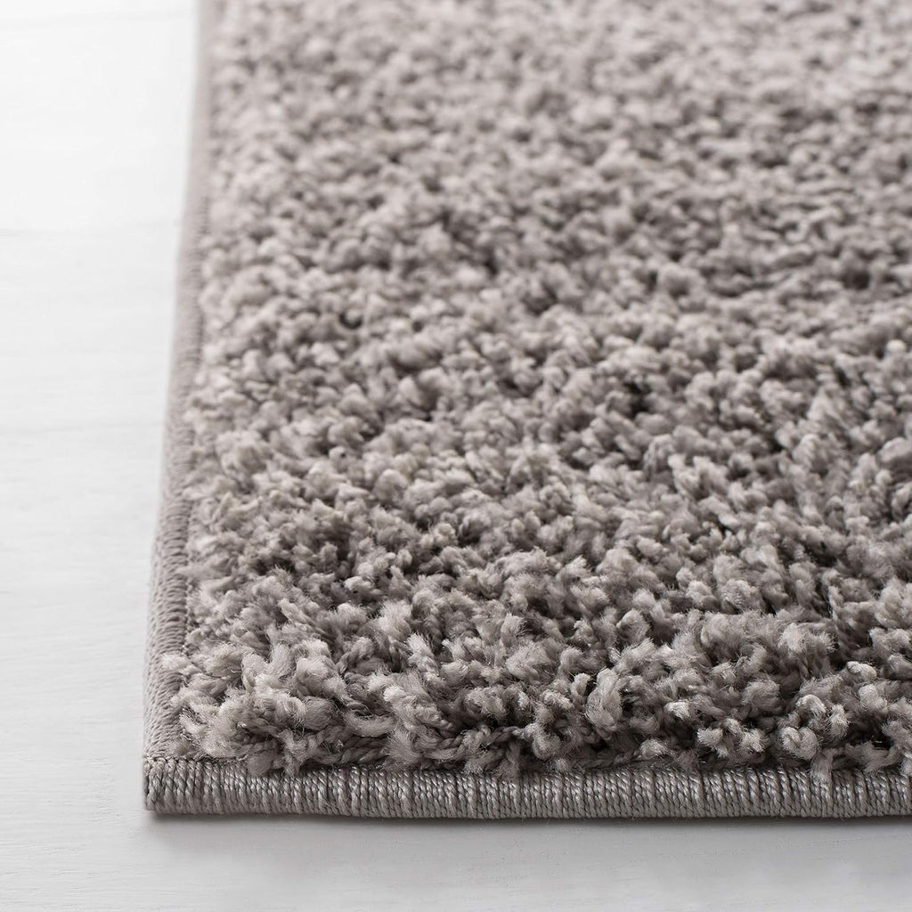 Primo Shag Collection Area Rug - 5'3" x 7'6", Light Grey, Solid Design, Non-Shedding & Easy Care, 1.2-inch Thick