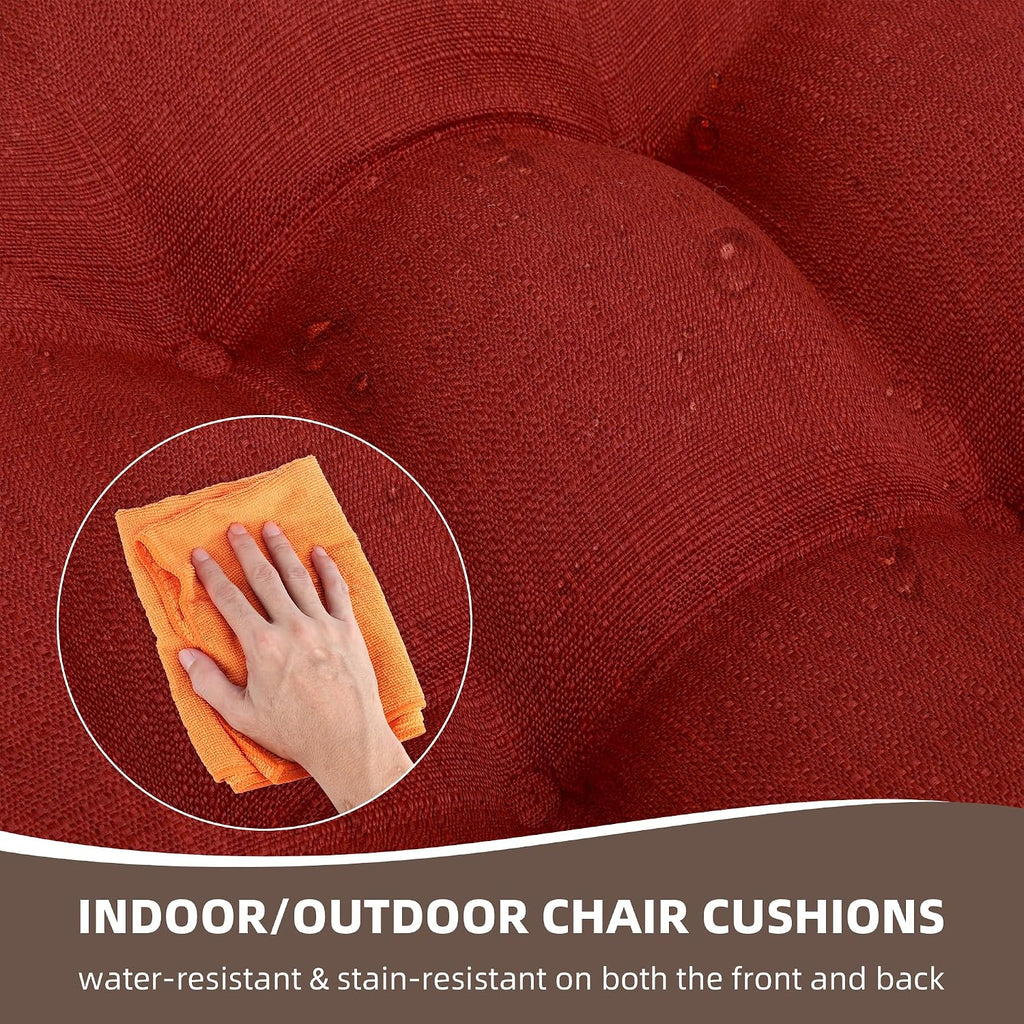 Patio Chair Cushions 19x19 4 Pack, Thickened Outdoor Seat Cushions Water Resistant Stain Resistant Non-Slip Ties (Red)