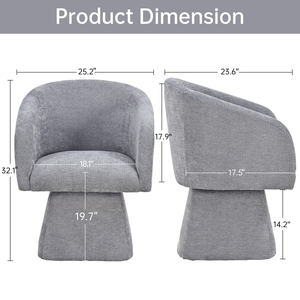 Upholstered Swivel Dining Chair with Barrel Back and Armrests