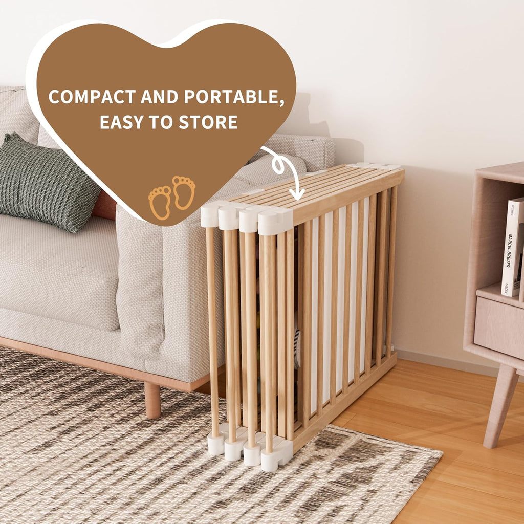Wooden Baby Playpen, Adjustable Multi-Shape Play Yard for Baby and Toddler | 6/8/10 Panel Baby Fence Play Area