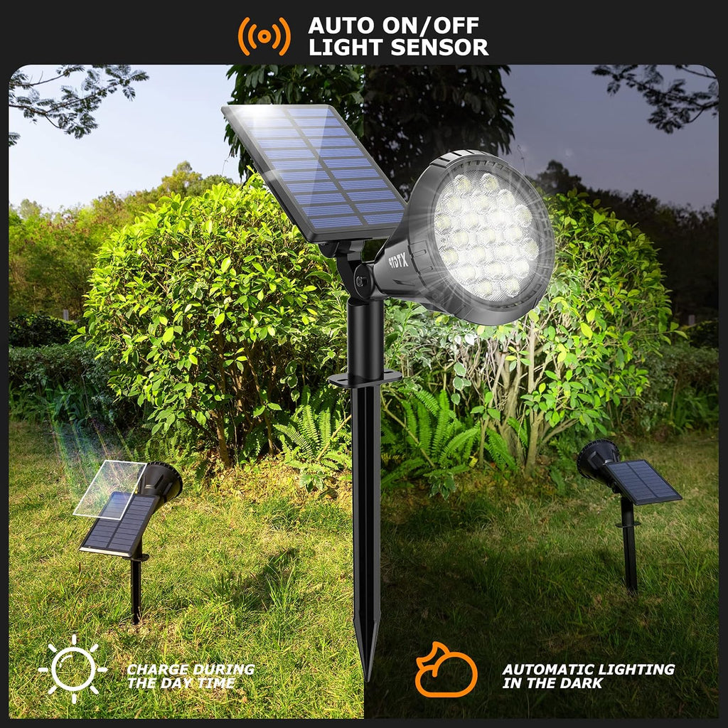 Spot Lights Outdoor, 21 LEDs Solar Outdoor Lights Auto On/Off with 3 Modes, IP67 Waterproof Yard Spotlight Landscape