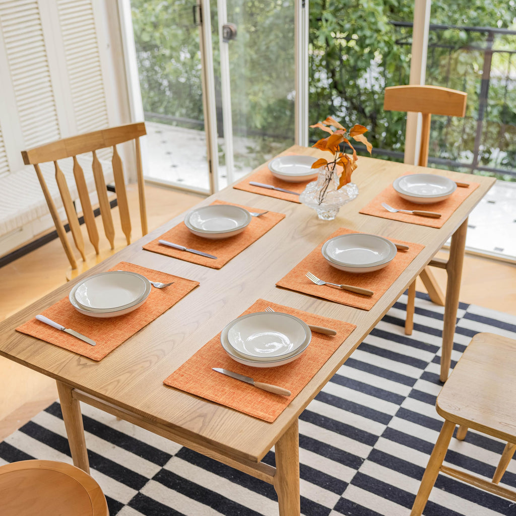 Orange Placemats Set of 6 Fall Linen Place Mats Modern Washable Table Plate Mats for Dinner Banquet Buffet Restaurant
