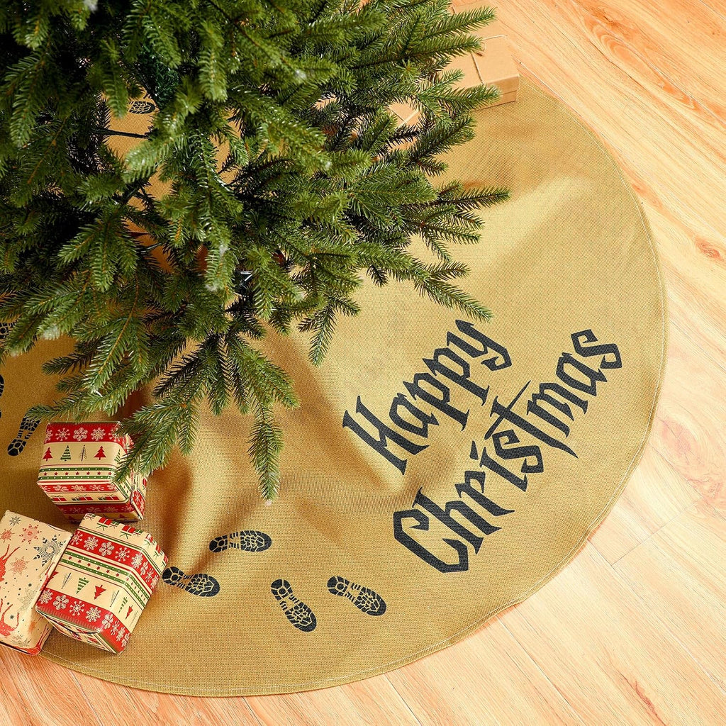 48 Inch Wizard Burlap Christmas Tree Skirt Double Layer Holiday