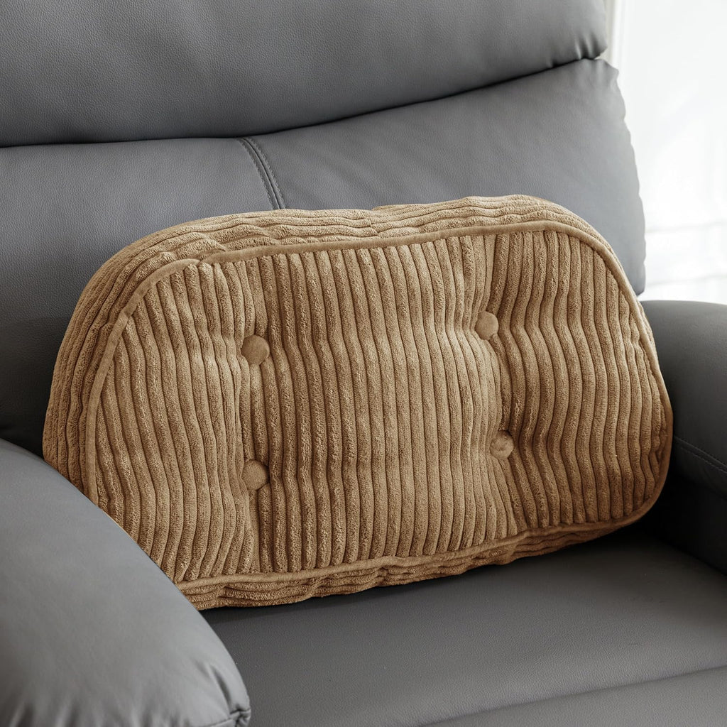 Lumbar Support Pillow for Recliner Chair/Accent Chair/Couch/Office Chair, Tufted Corduroy Back Support Cushion for